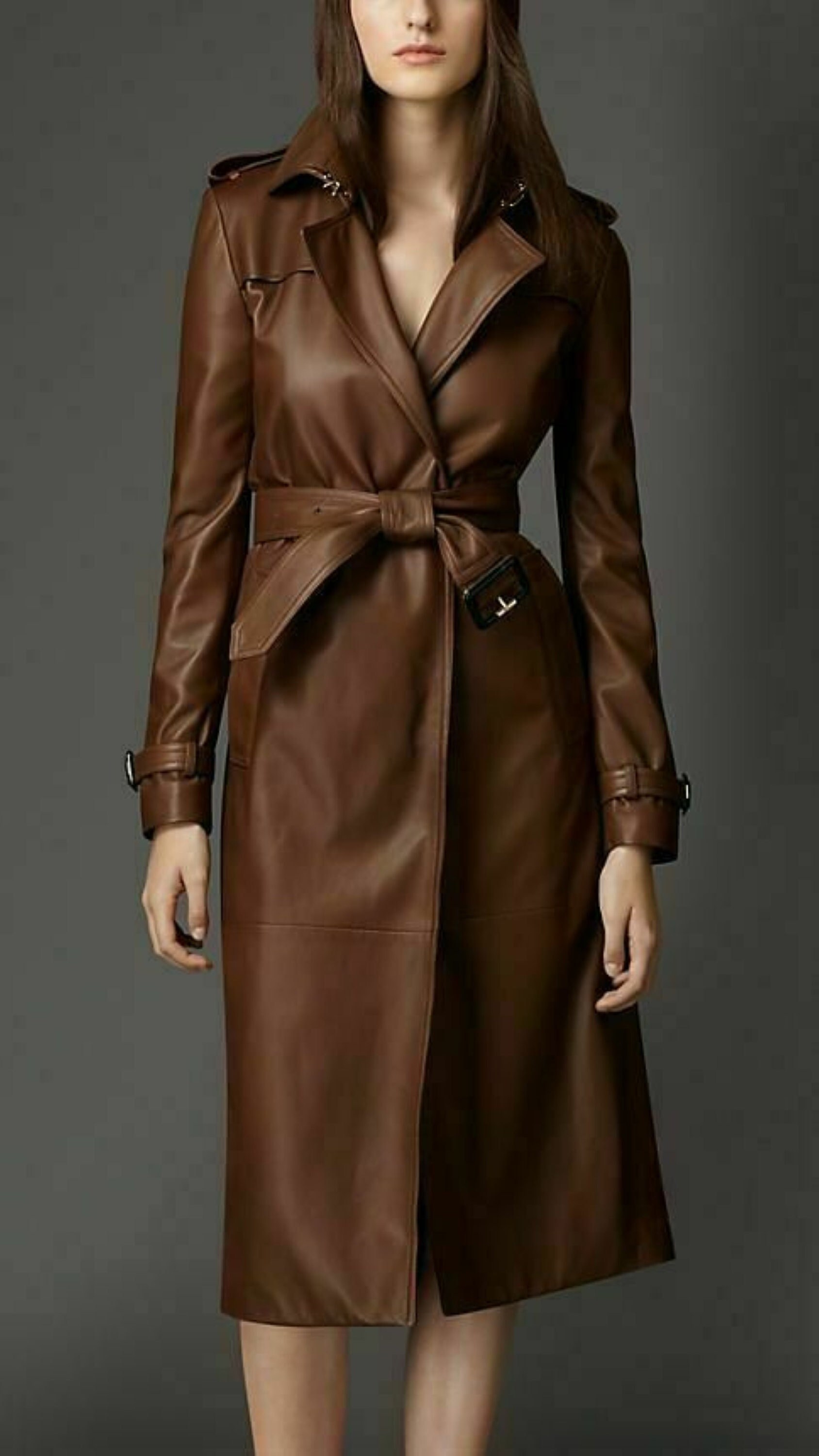 Brown Leather Coat - Etsy