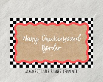 Plantilla de banner con diseño de tablero de ajedrez ondulado (editar en Canva)