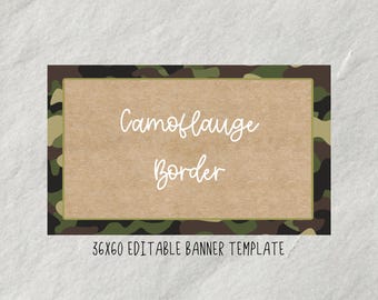 Plantilla de banner con borde de camuflaje (editar en Canva)