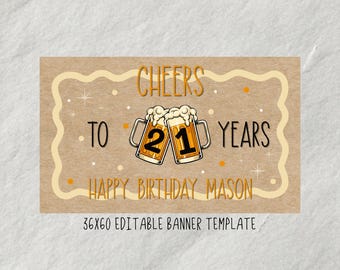 Plantilla de pancarta de cumpleaños "Cheers" (Editar en Canva)