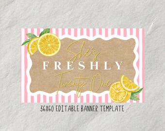 Plantilla de banner con borde ondulado de limones (editar en Canva)