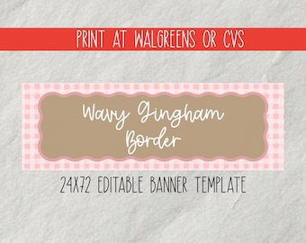 Plantilla de banner con borde ondulado a cuadros vichy (editar en Canva)