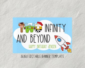Plantilla de banner con dos elementos infinitos (editar en Canva)