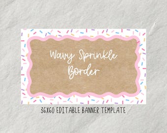 Plantilla de banner con borde ondulado y chispas de colores (editar en Canva)