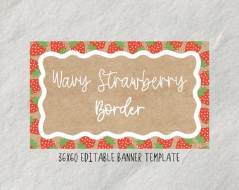 Plantilla de banner con borde ondulado de fresas (editar en Canva)