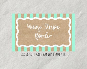 Plantilla de banner con borde de rayas onduladas (editar en Canva)