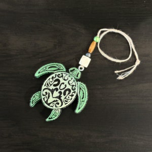 Tribal Sea Turtle Car Freshie Handmade Air Freshener, Custom Car Charm, Cute Rear View Mirror Car Ornament Diffuser, Unique Small Room Decor