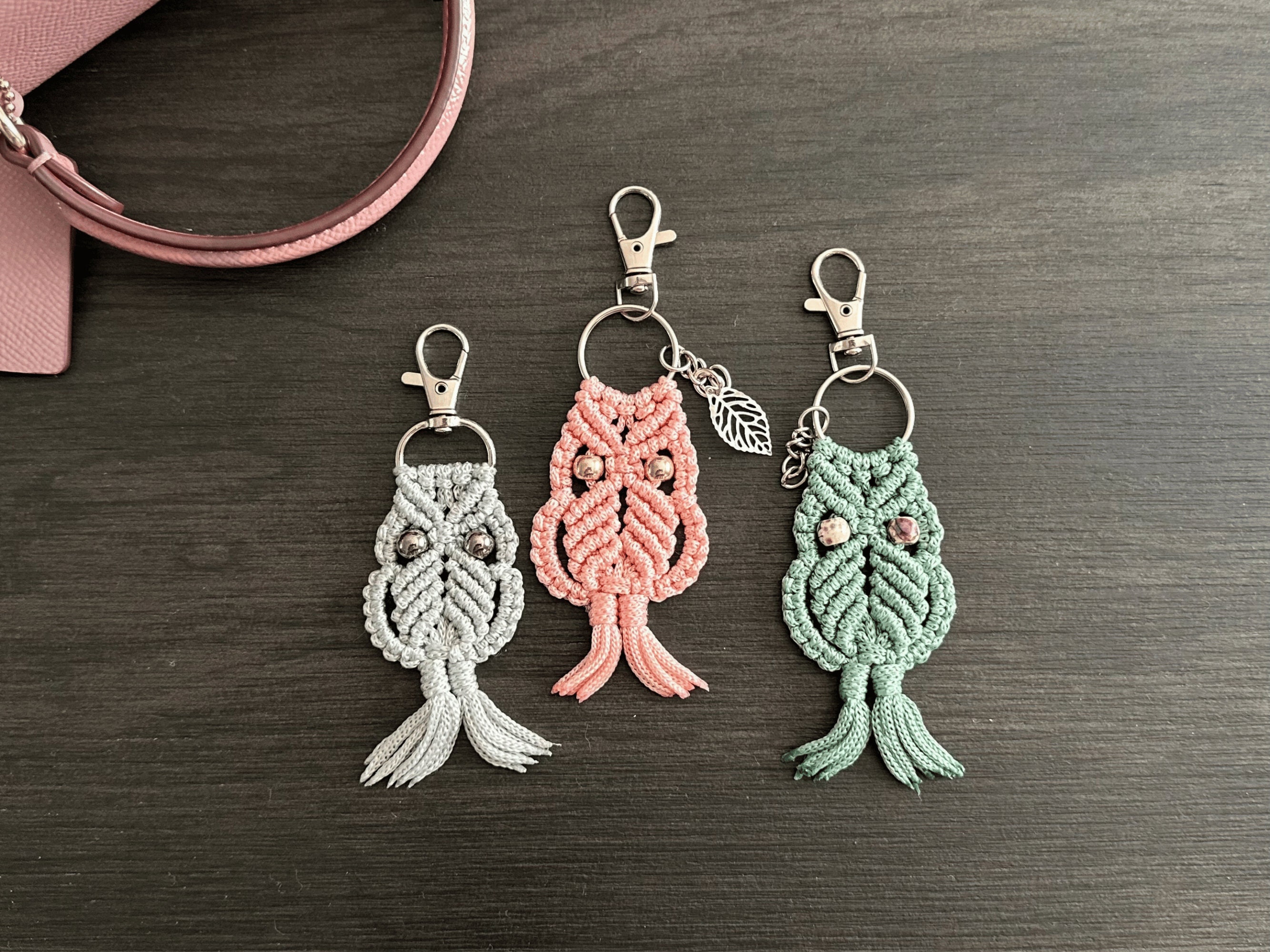 Personalized Macrame Owl Keychain Back To School Gift For Her Backpack Decoration Car Key Charm Owl 