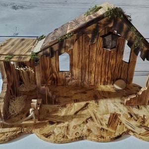 Stable for Nativity,wood nativity stable, Manger, Stable,Handmade Wooden Christmas Nativity