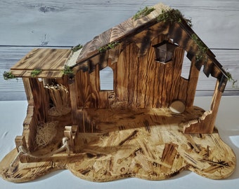 Stable for Nativity,wood nativity stable, Manger, Stable,Handmade Wooden Christmas Nativity