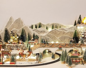Handmade Wooden Christmas Village Display Base | 48" Multi-Level LED Platform