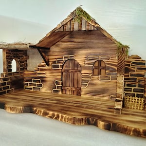 Krippenstall, Weihnachtskrippe, Creche Krippe, Krippe, hölzerne Krippenstall, Krippenszene, hölzerne Weihnachtskrippe, stabil
