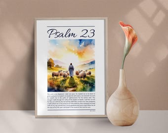 Psalm 23 Bible Verse Print: Trendy Christian Wall Art (Digital Download, PDF File)