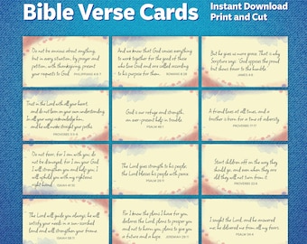 Watercolor Bible Verse Cards: Christian Affirmations (Printable PDF Set)