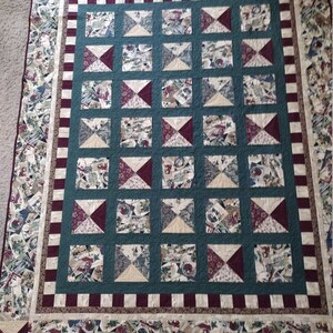 Trapunta di auguri vintage di Natale - Topper letto / Tiro generoso - 62 "x 78,5"
