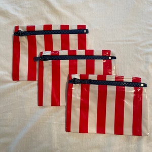 Oil Cloth Circus Stripe Pouches