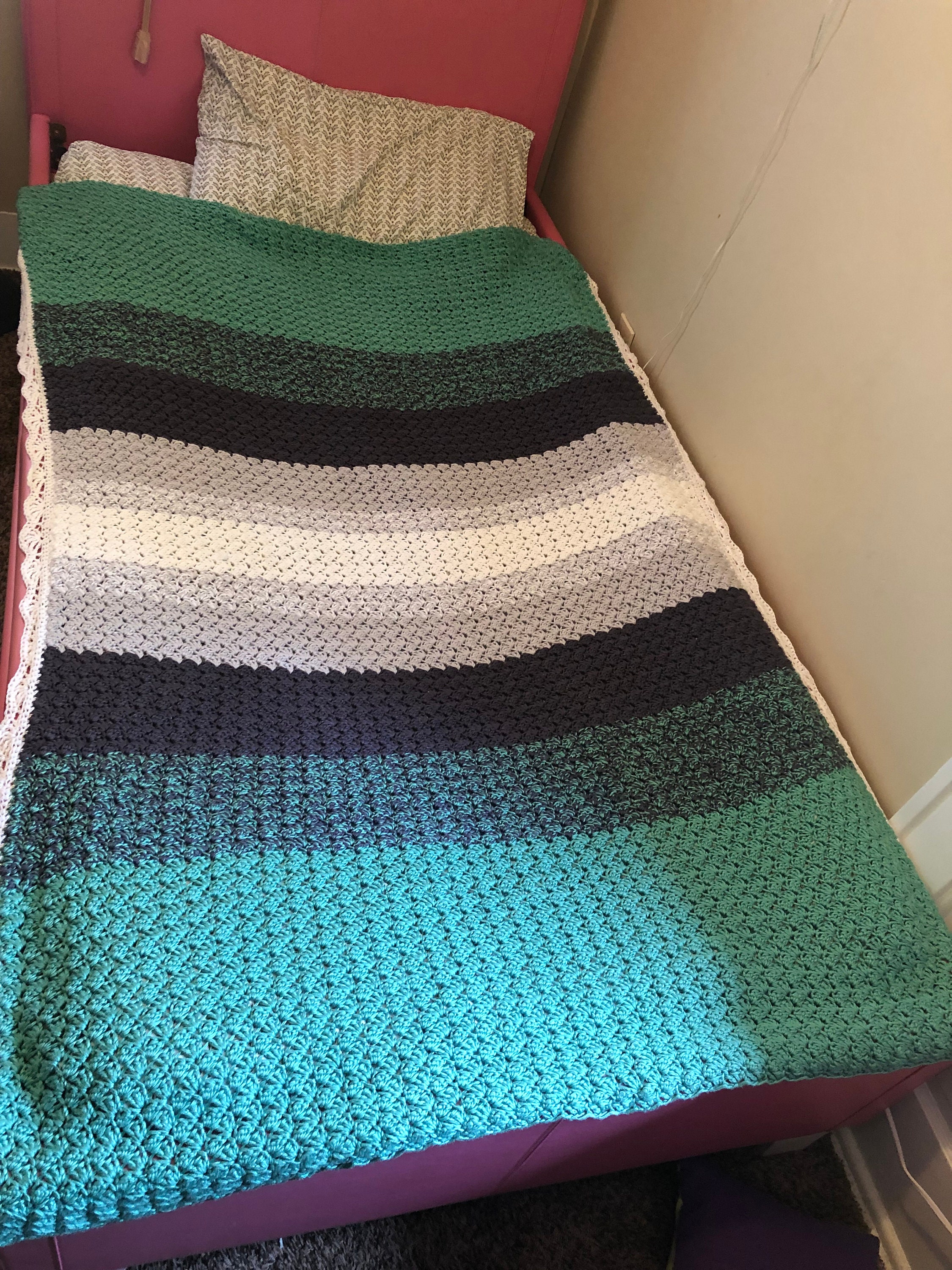 Twining Stripes Crochet Throw Etsy
