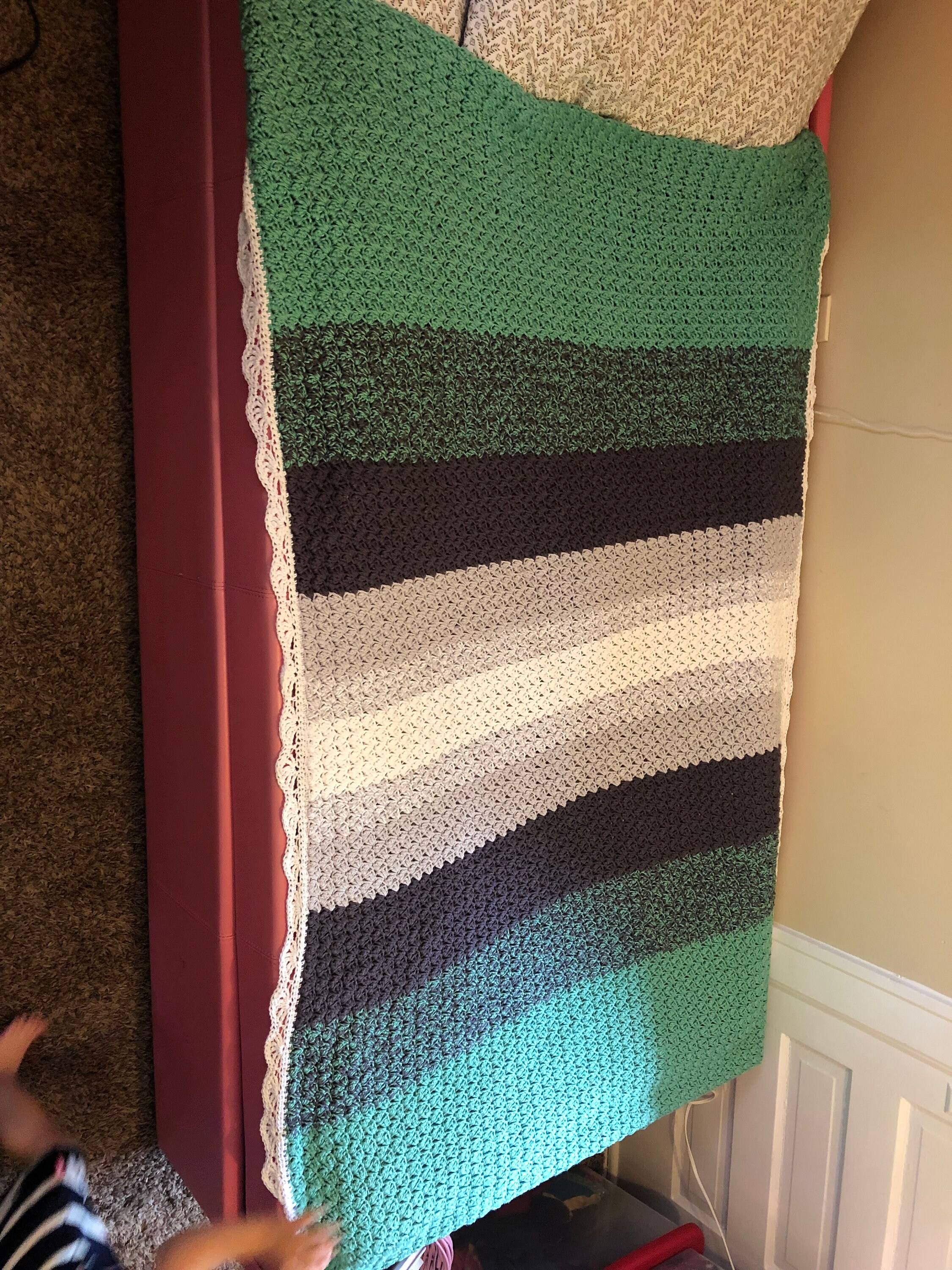 Twining Stripes Crochet Throw Etsy