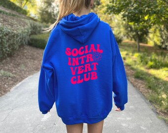 Social Introvert Club Unisex Hooded Sweatshirt, Anti Social Club Shirt, Funny Sweatshirt, Cute Trendy Hoodie, Gift for Her, Flower Shirt