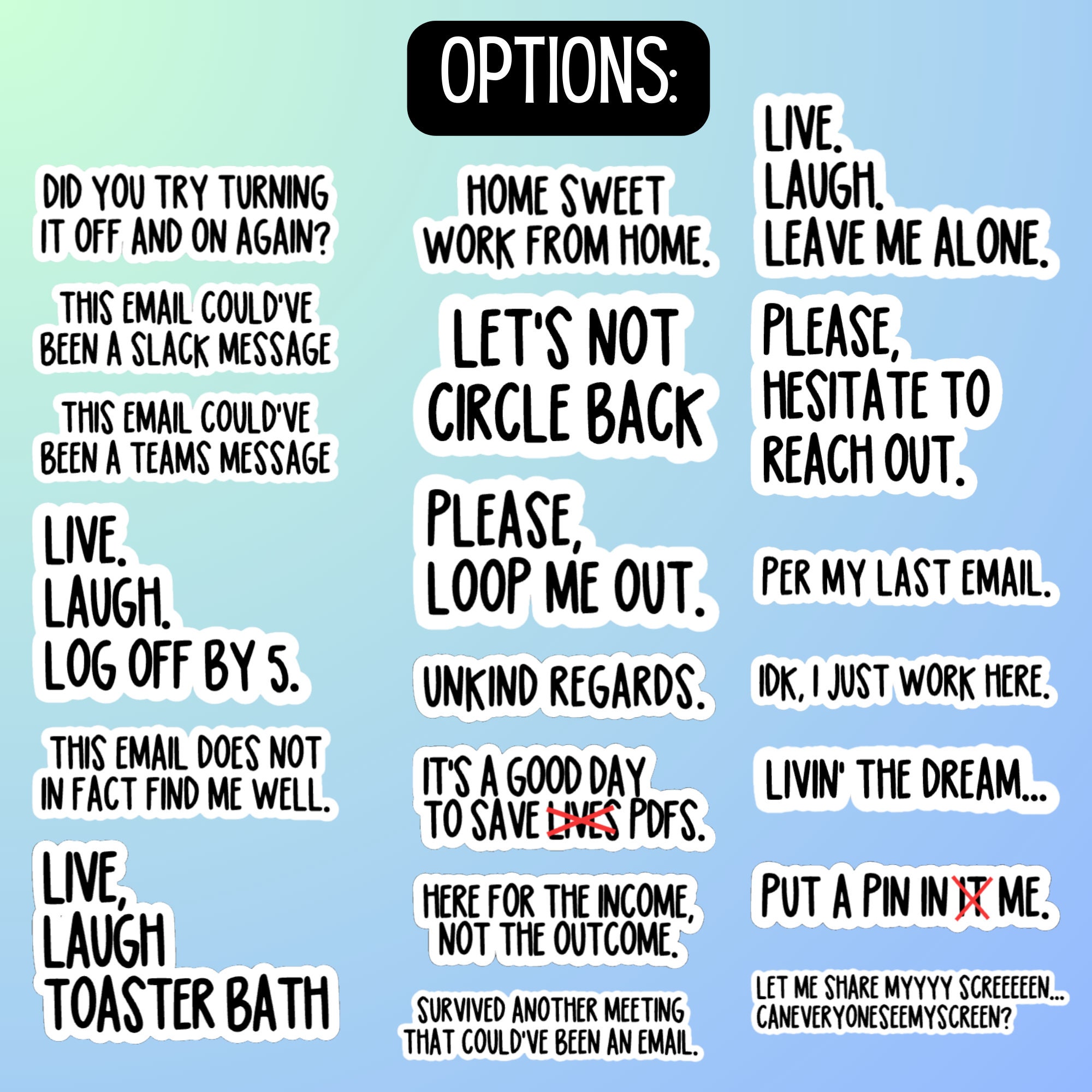 Corporate Lingo Stickers | Funny Office Humor Stickers | Coworker Gift ...