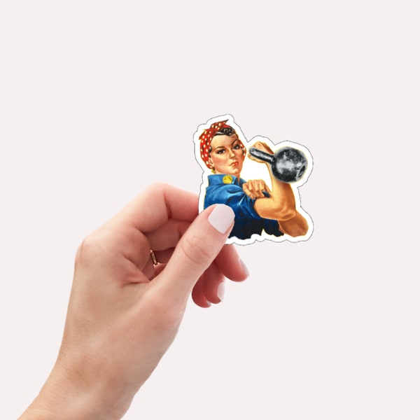 Rosie Kettlebell Powerlifting Sticker: Gym Motivation