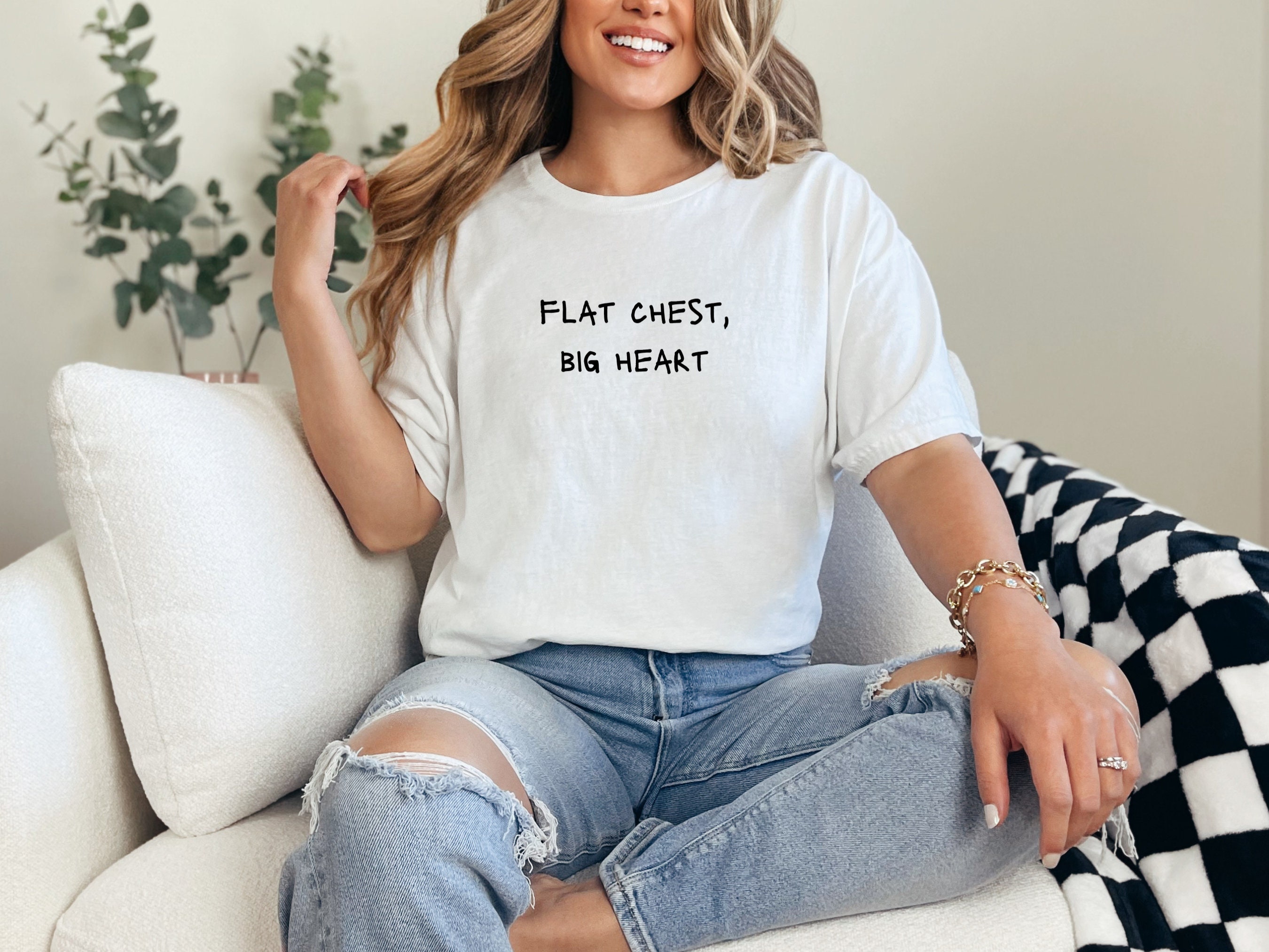 Flat Chest Big Heart T-shirt: Sarcastic Cotton Tee - Etsy