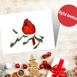 Christmas Cardinal - Printable Christmas Card