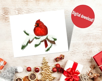 Christmas Cardinal - Printable Christmas Card