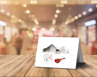 Winter Cardinal - Printable Christmas Card