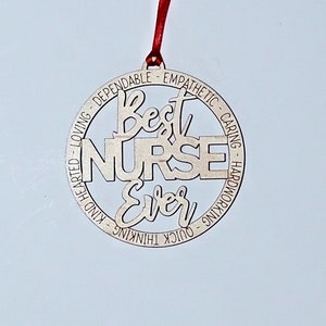 Best Nurse Ever Engraved Wood Ornament