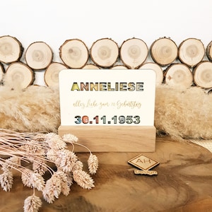 Geldgeschenk Holz Karte personalisiert Geschenk Name Alles Liebe zum 16 18 20 25 30 35 40 45 50 55 60 65 70 75 80 Geburtstag Mann Frau Geld