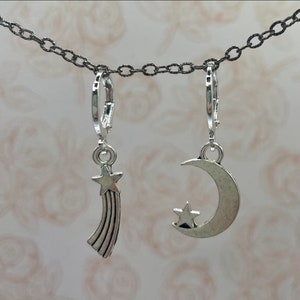 Moon and Shooting Star Huggie Hoops