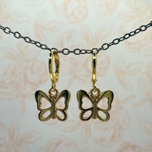 Gold Butterfly Huggie Hoops