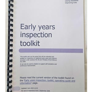 Ofsted Early years inspection Toolkit Updated !st September 2026