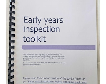 Ofsted Early years inspection Toolkit Updated !st September 2026