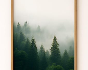 Forest Wall Art Set of 3: Earthy Green Botanical Prints (Digital Download)
