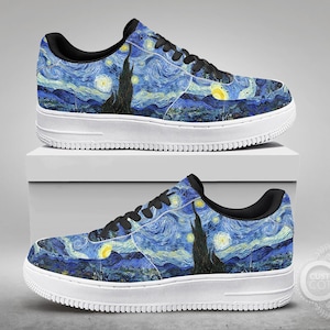 Starry Night painting, Custom Made Streetwear Low Top Shoes