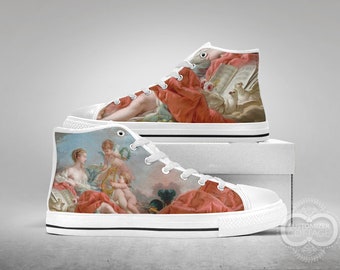 Allegory of Music - François Boucher painting, Custom Made Black or White Shoes