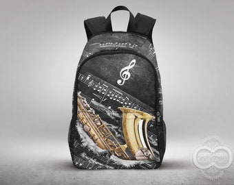 Saxophone with Sheet Music, Custom Made Backpack