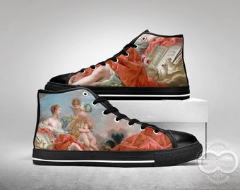Allegory of Music - François Boucher painting, Custom Made Black or White Shoes