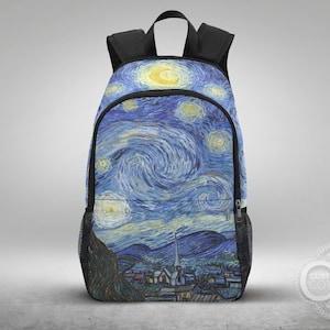 Starry Night painting, Custom Made Backpack
