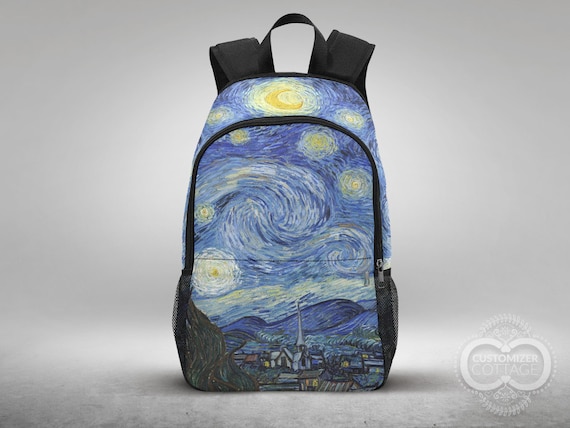 Blue Van Gogh Starry Night Backpack for Girls with