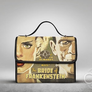 Filmklassiker Die Braut von Frankenstein, Die Kreatur, Nach Maß All Over Print Satchel Bag, Canvas Crossbody Handtasche Tasche, Hippies boho Geschenk