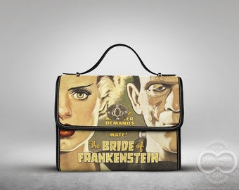 Classic movie The Bride of Frankenstein, The Creature, Custom Made All Over Print Satchel Bag, Canvas Crossbody purse bag, hippies boho gift