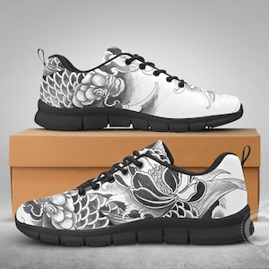 Koi Fish Tattoo Design, Custom Made Sports Shoes (black or white)