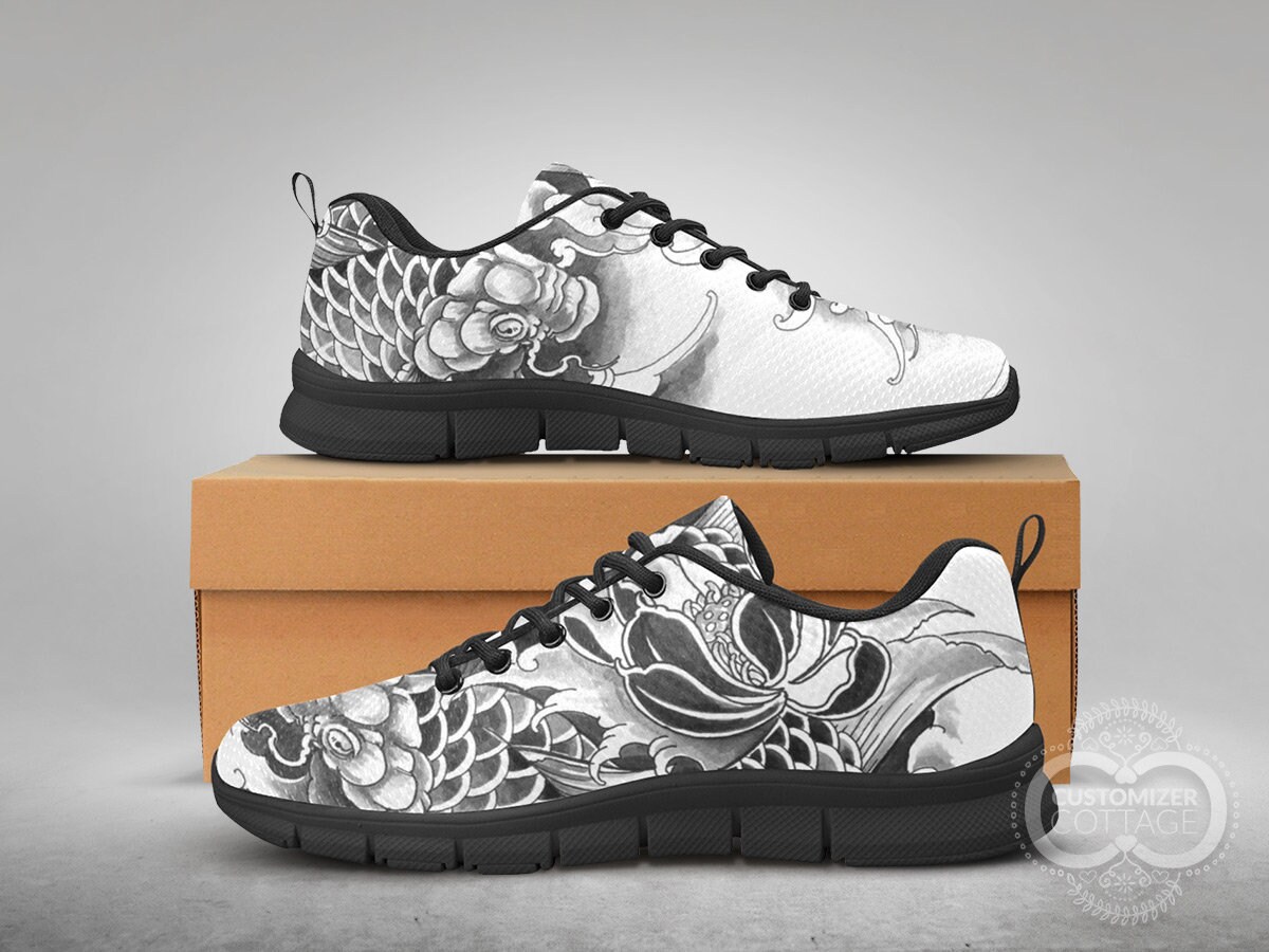 Koi Fish Tattoo Design Custom Made Sports Shoes black or - Etsy
