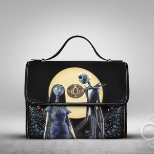 Cartable Cauchemar de Jack et Sally, sac à bandoulière imprimé personnalisé, cadeau gothique pour elle