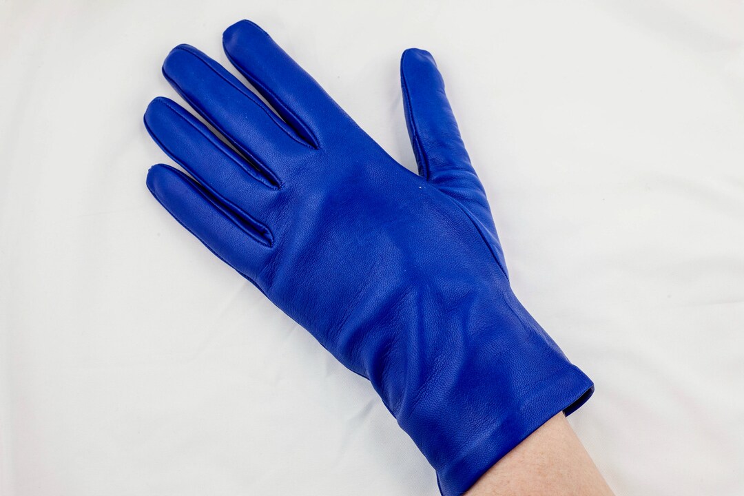 Kid Leather Gloves Silk Lined ELECTRIC BLUE Etsy