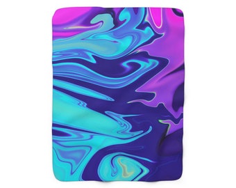 Purple Drip Sherpa Fleece Blanket
