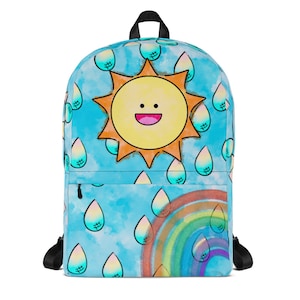 Plecak Sunny Rainbow, torba na książki dla dzieci, plecak dla dzieci, torba podróżna, torba typu tote, plecak dla dorosłych, torba podręczna, uroczy plecak, konik morski, Floryda